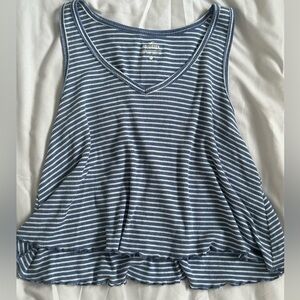 Hollister Blue and White Striped Tank Top